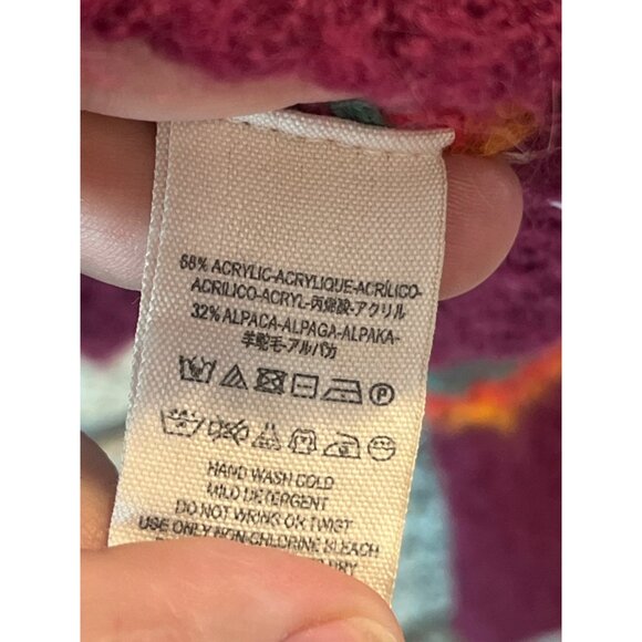 Madewell Womens Burgundy Striped Sweater With Alpaca Blend Long Sleeve Crewneck - Picture 4 of 6